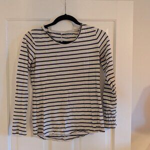 Duluth Trading Longtail T Long Sleeve Crew White Black Stripe XS